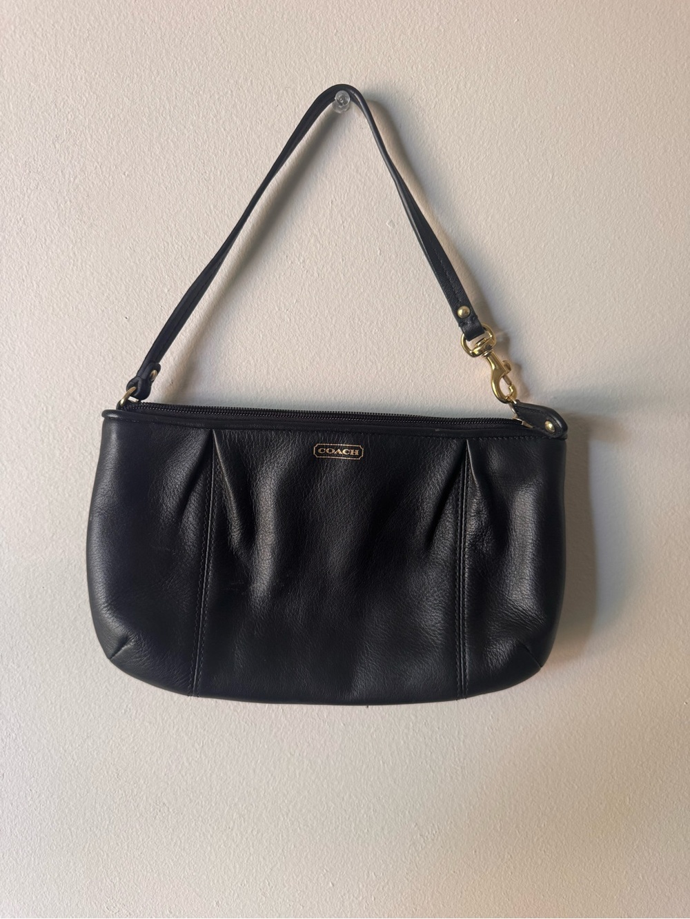 Coach Black Leather Wristlet - Classic Coach Logo